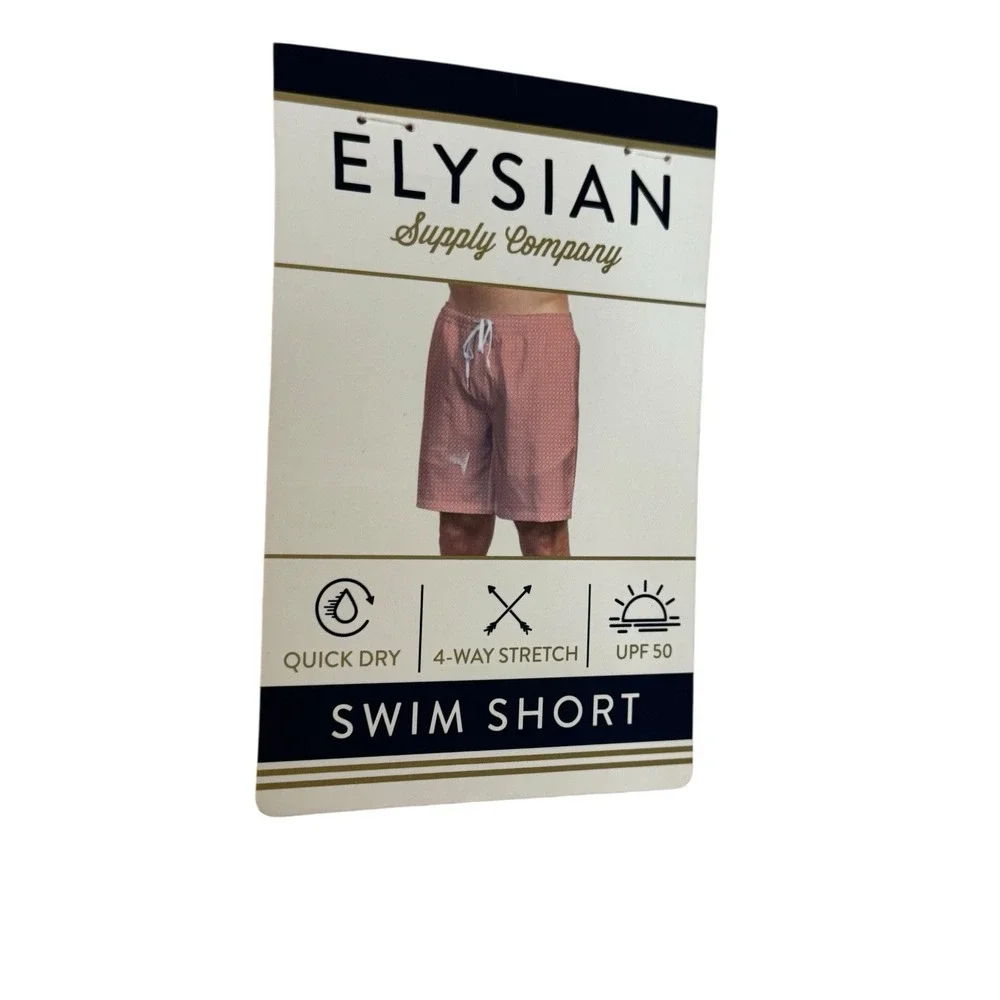 Elysian Men's Swim Shorts Floral‎ Drawstring Lined Beach Orange White Sz.XXL NWT